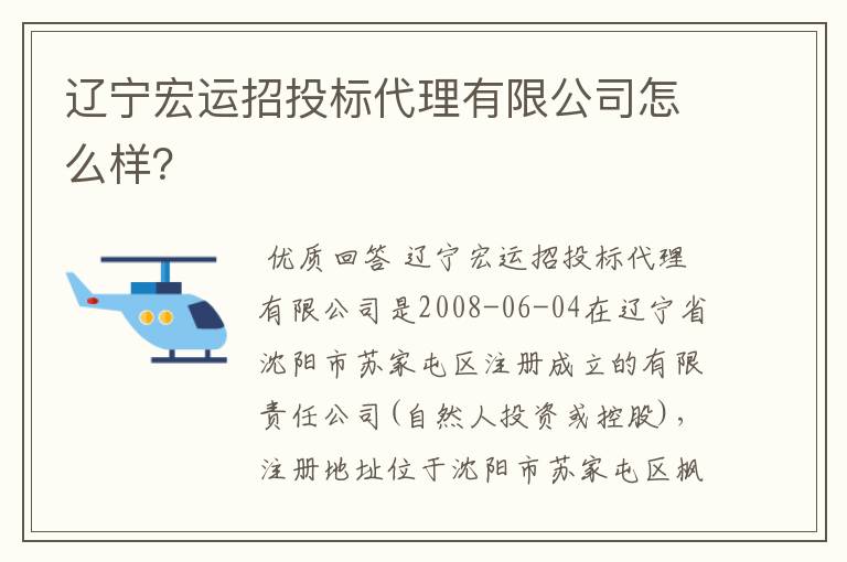 辽宁宏运招投标代理有限公司怎么样？