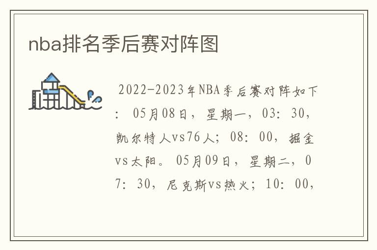 nba排名季后赛对阵图