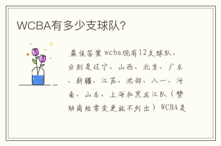 WCBA有多少支球队？