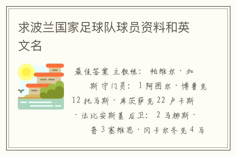 求波兰国家足球队球员资料和英文名