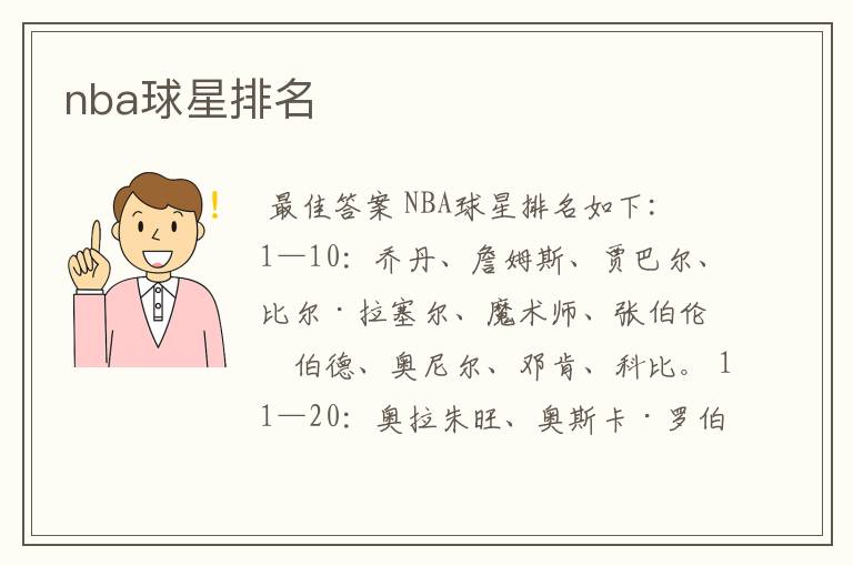 nba球星排名