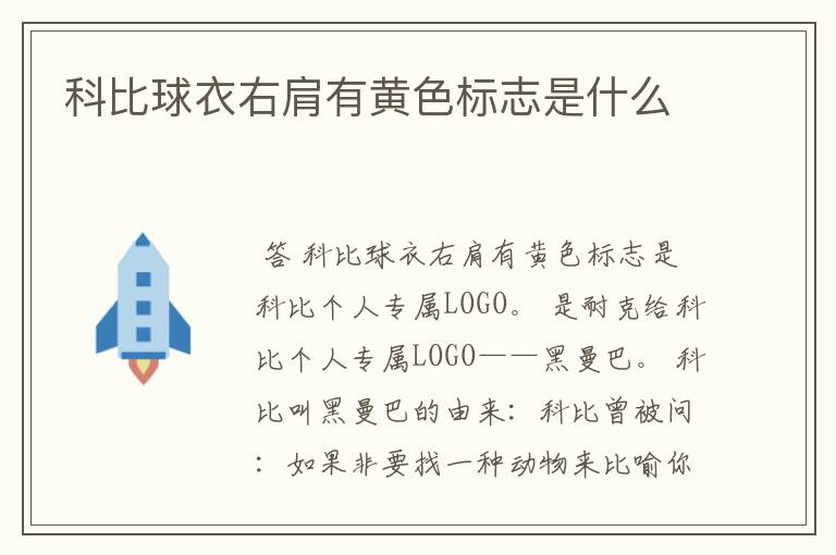 科比球衣右肩有黄色标志是什么