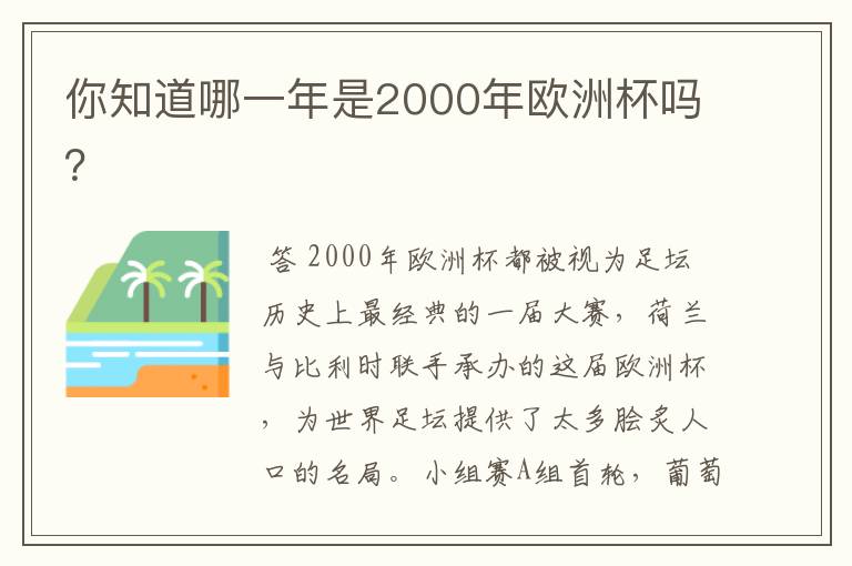 你知道哪一年是2000年欧洲杯吗？