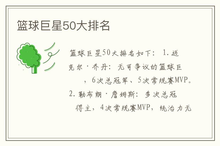 篮球巨星50大排名