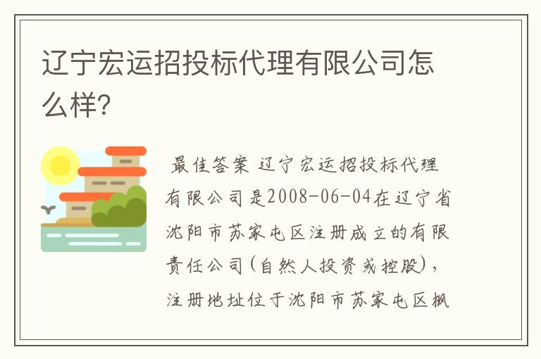 辽宁宏运招投标代理有限公司怎么样？