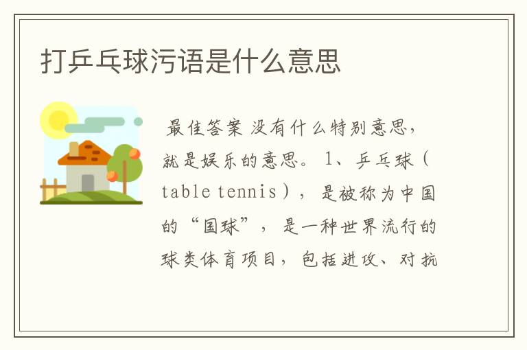 打乒乓球污语是什么意思