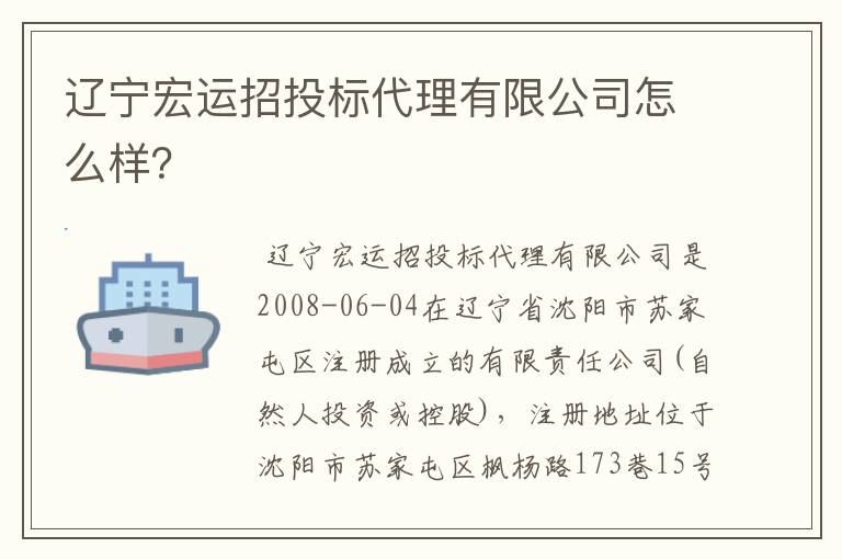 辽宁宏运招投标代理有限公司怎么样？