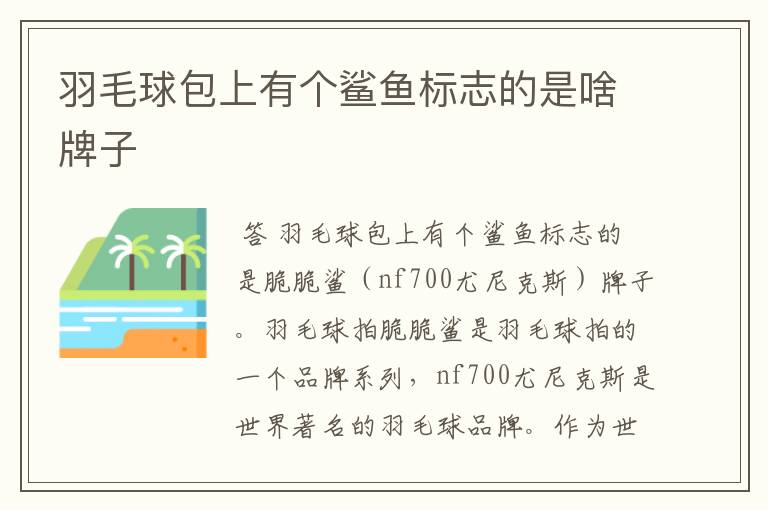 羽毛球包上有个鲨鱼标志的是啥牌子