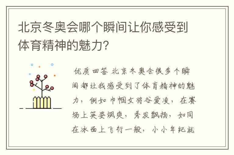 北京冬奥会哪个瞬间让你感受到体育精神的魅力？