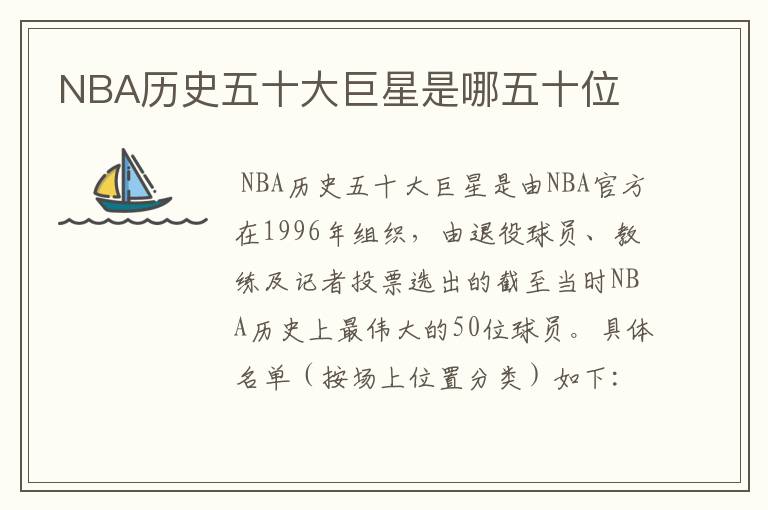 NBA历史五十大巨星是哪五十位