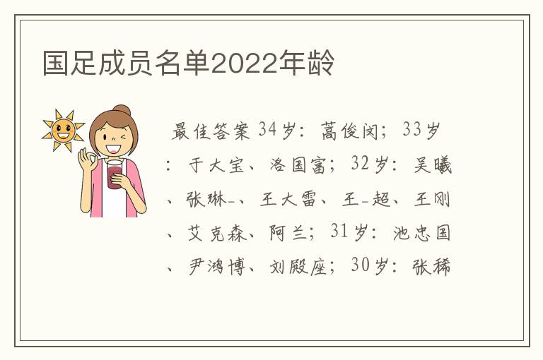 国足成员名单2022年龄