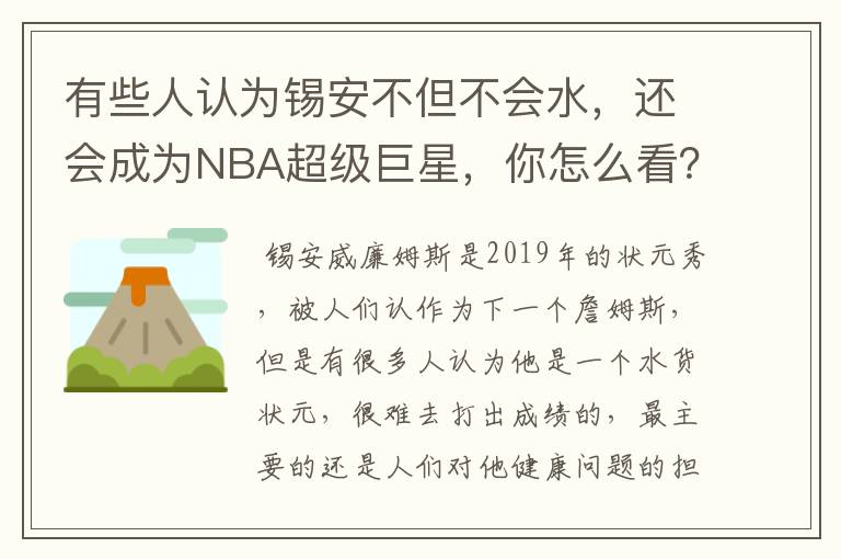 有些人认为锡安不但不会水，还会成为NBA超级巨星，你怎么看？