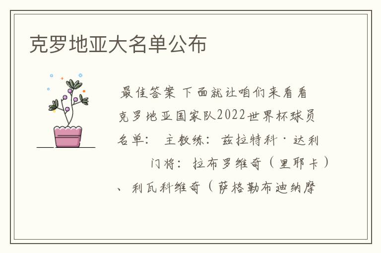 克罗地亚大名单公布