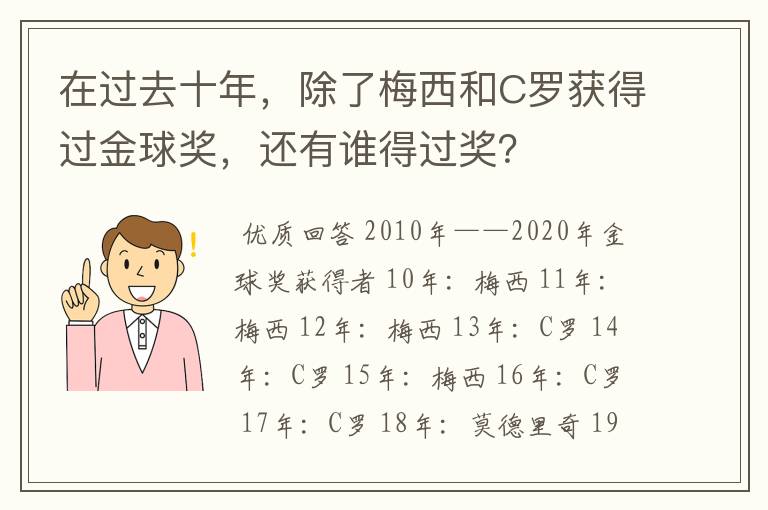 在过去十年，除了梅西和C罗获得过金球奖，还有谁得过奖？