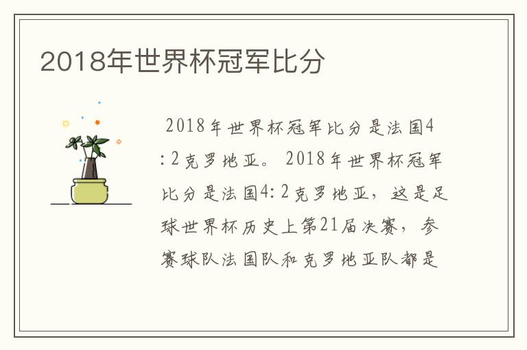 2018年世界杯冠军比分