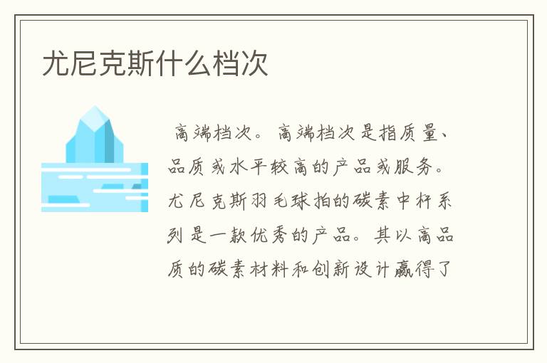 尤尼克斯什么档次