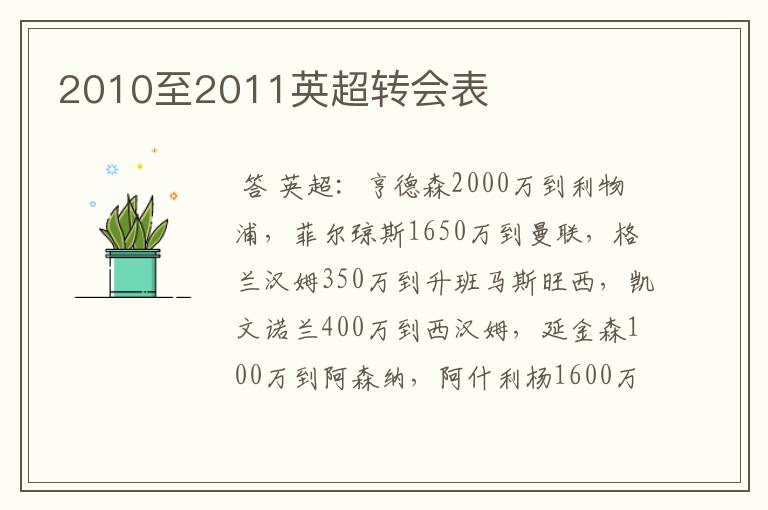 2010至2011英超转会表