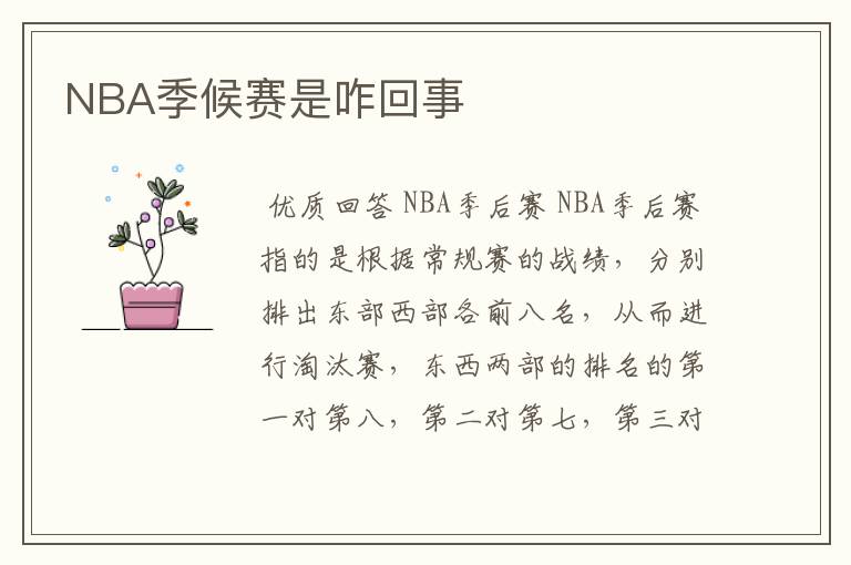 NBA季候赛是咋回事