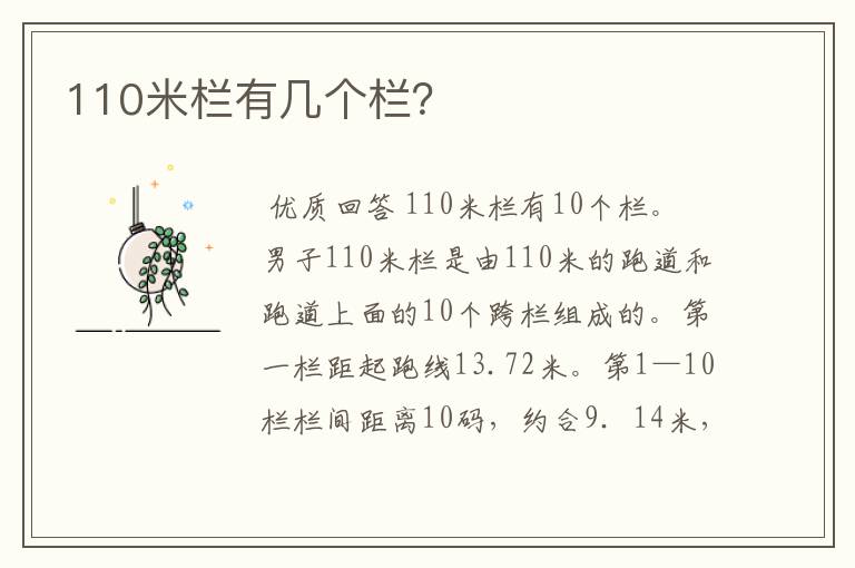 110米栏有几个栏？