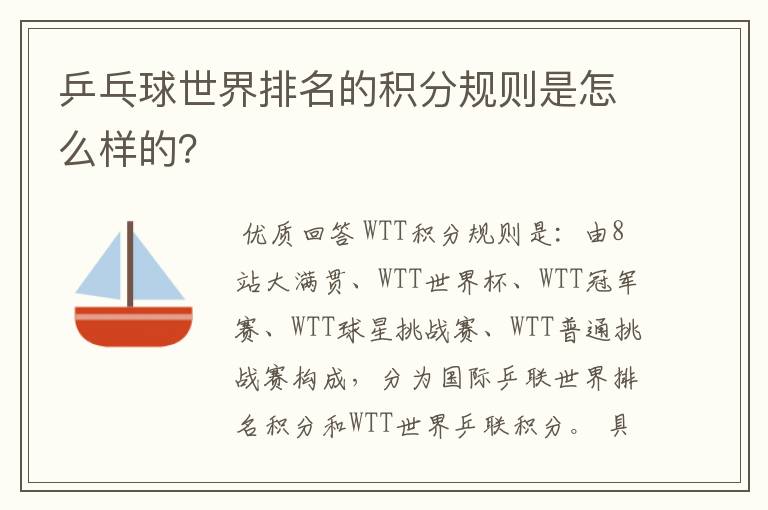 乒乓球世界排名的积分规则是怎么样的？