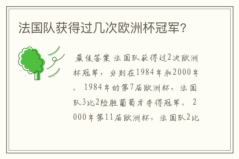 法国队获得过几次欧洲杯冠军?