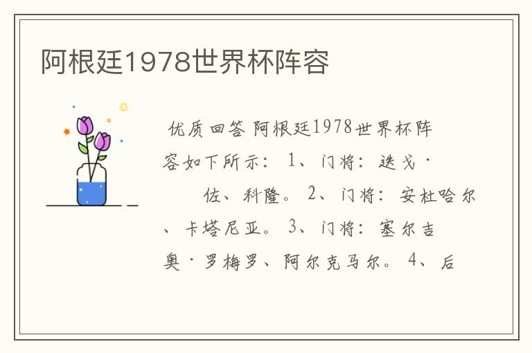 阿根廷1978世界杯阵容