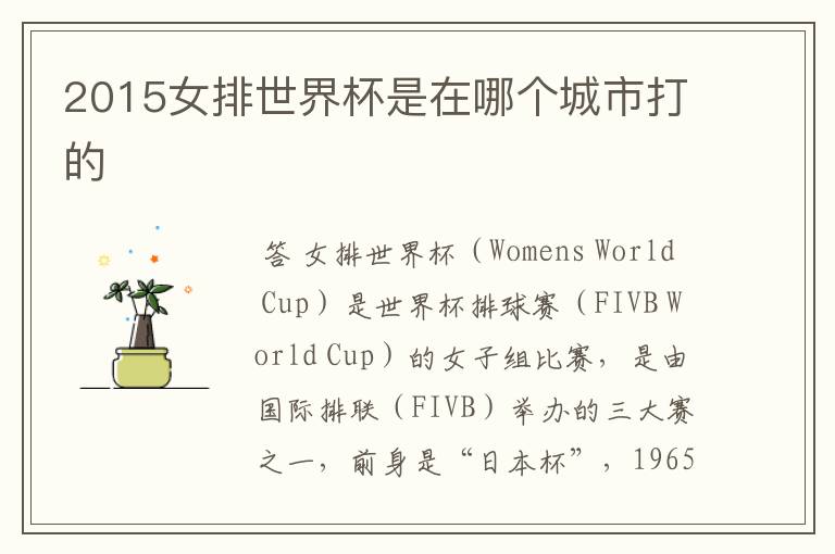 2015女排世界杯是在哪个城市打的
