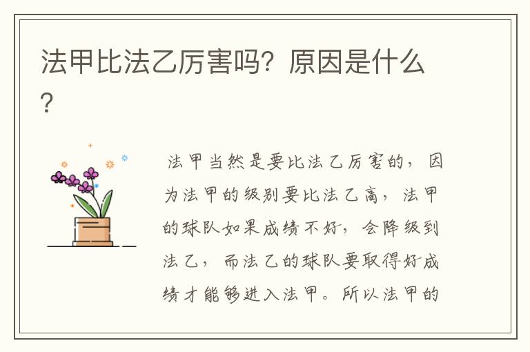 法甲比法乙厉害吗？原因是什么？