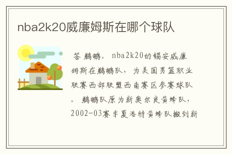 nba2k20威廉姆斯在哪个球队