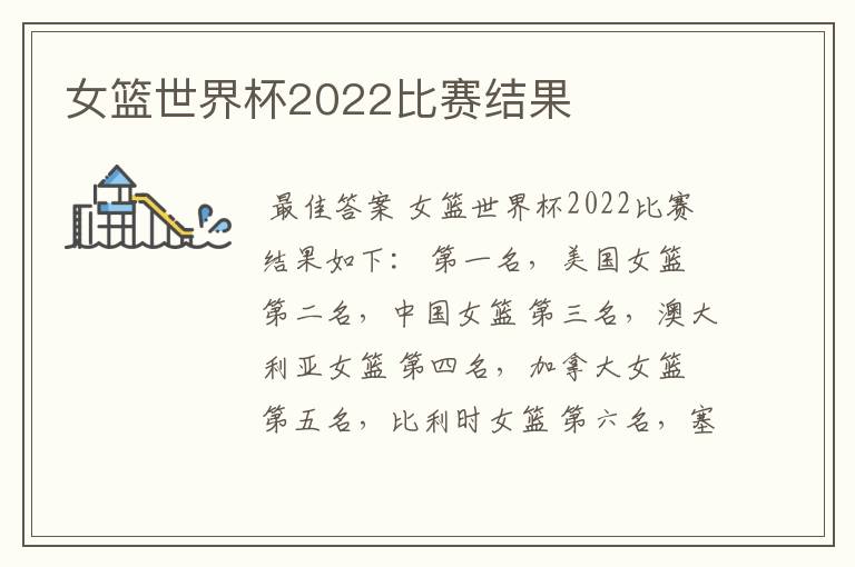 女篮世界杯2022比赛结果