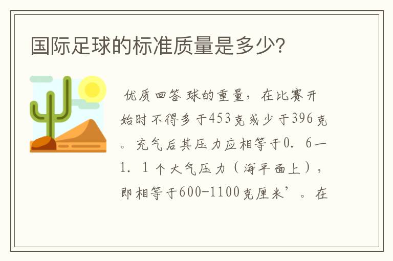 国际足球的标准质量是多少？