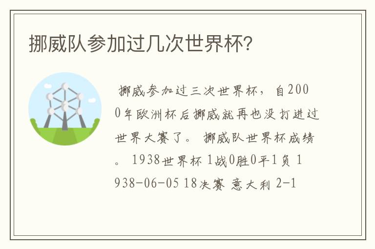 挪威队参加过几次世界杯？