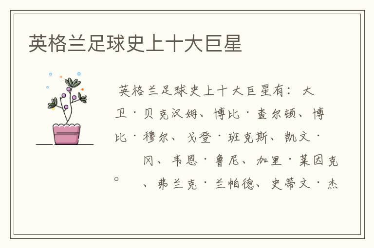 英格兰足球史上十大巨星