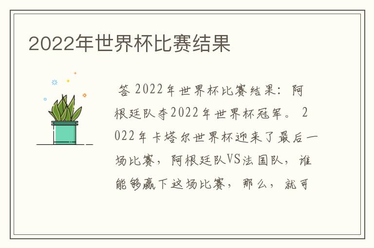 2022年世界杯比赛结果