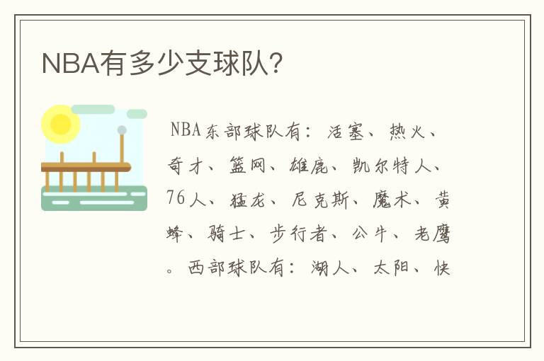 NBA有多少支球队？