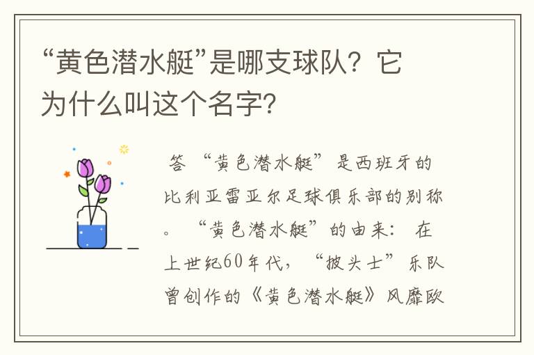 “黄色潜水艇”是哪支球队？它为什么叫这个名字？