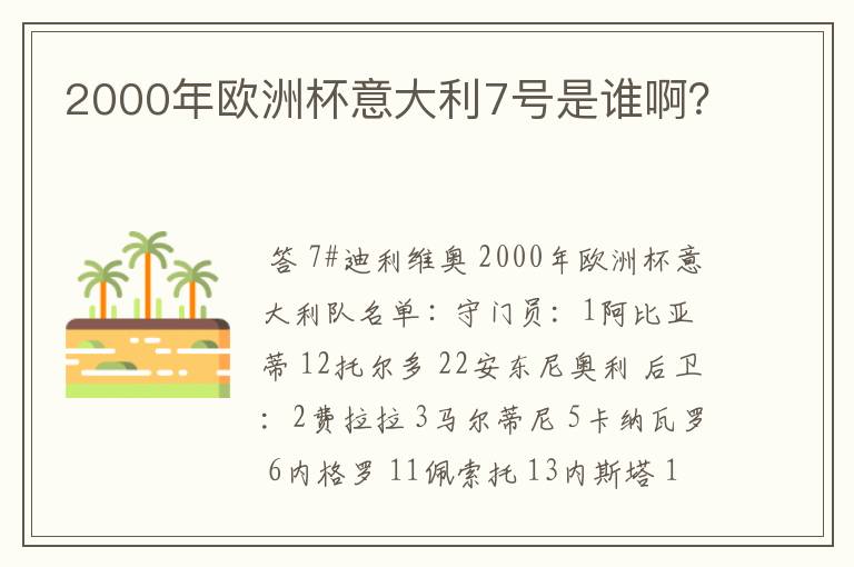 2000年欧洲杯意大利7号是谁啊？