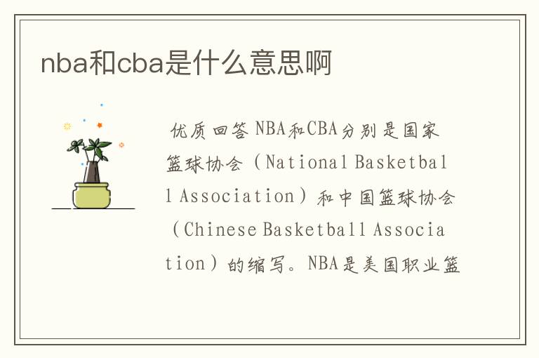 nba和cba是什么意思啊