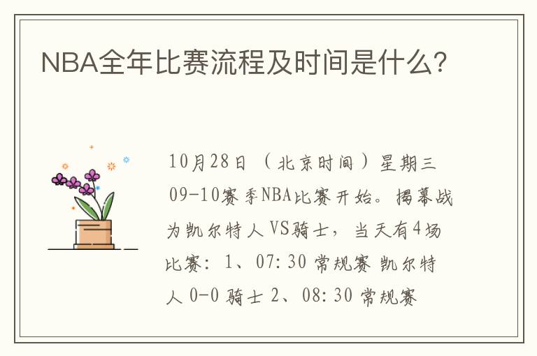 NBA全年比赛流程及时间是什么？