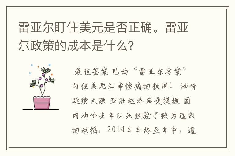 雷亚尔盯住美元是否正确。雷亚尔政策的成本是什么？