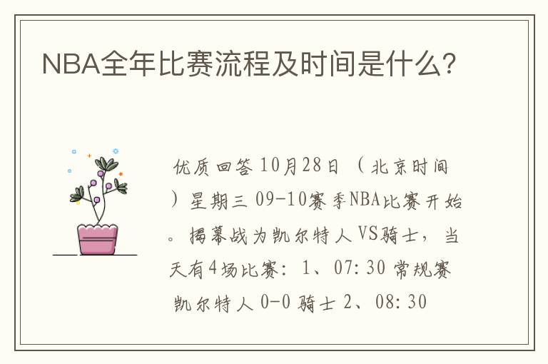 NBA全年比赛流程及时间是什么？