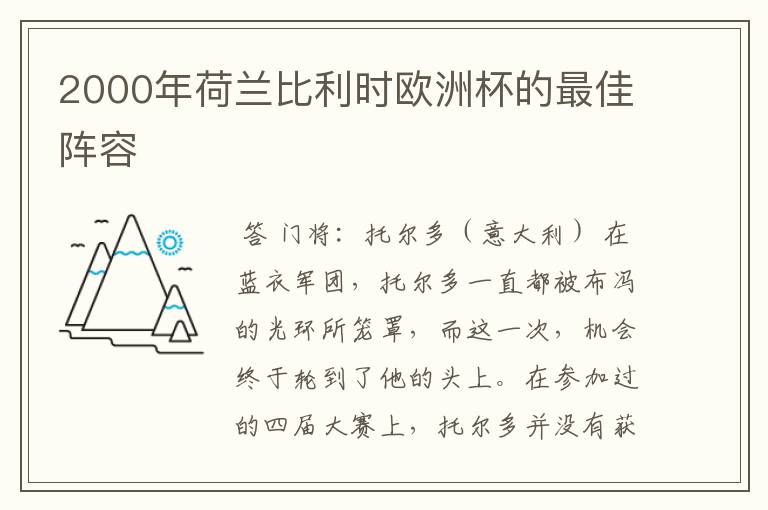 2000年荷兰比利时欧洲杯的最佳阵容