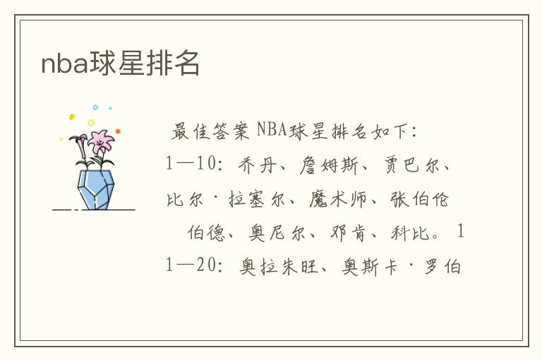 nba球星排名