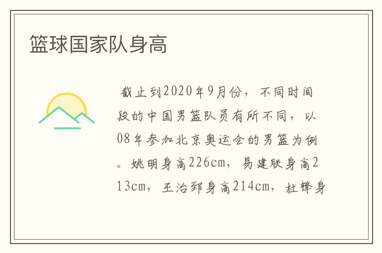 篮球国家队身高