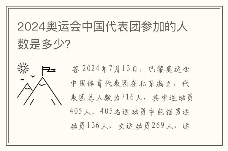 2024奥运会中国代表团参加的人数是多少？