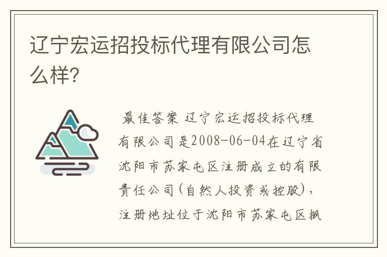 辽宁宏运招投标代理有限公司怎么样？