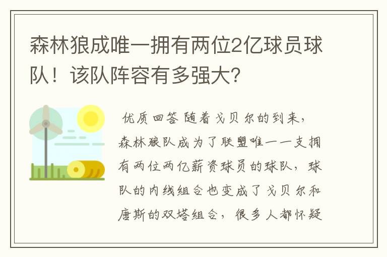 森林狼成唯一拥有两位2亿球员球队！该队阵容有多强大？