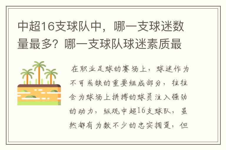 中超16支球队中，哪一支球迷数量最多？哪一支球队球迷素质最高？