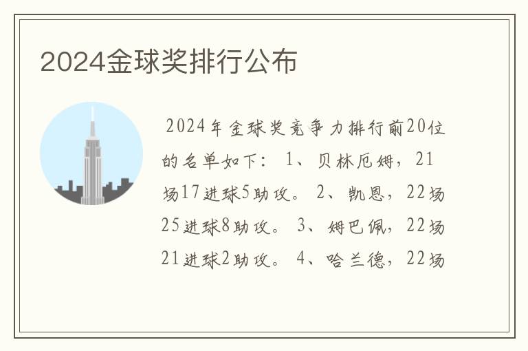 2024金球奖排行公布