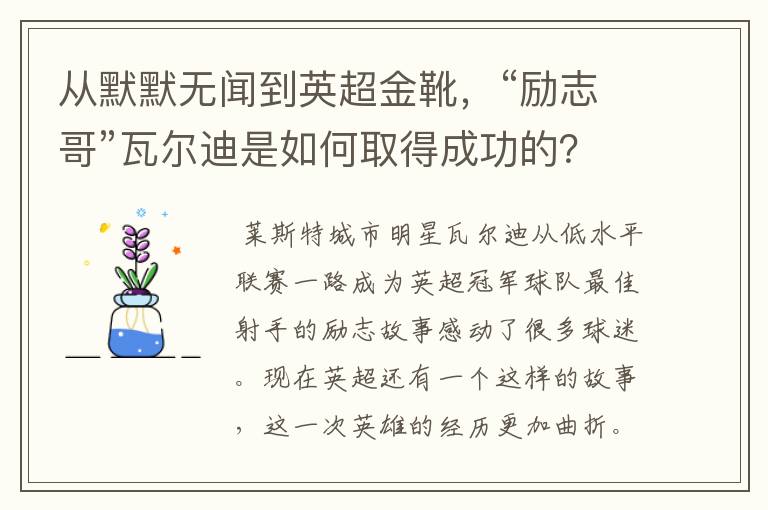 从默默无闻到英超金靴，“励志哥”瓦尔迪是如何取得成功的？